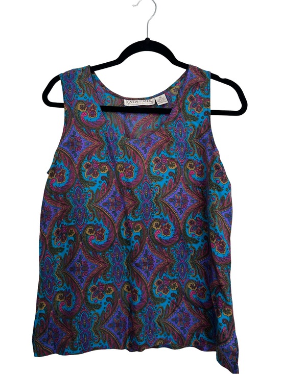 Casual Corner Tops - Casual Corner 100% Silk Bold Paisley Tank Top